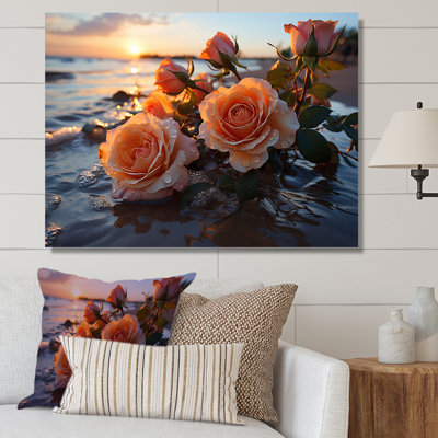 Magnifique coucher de soleil sur la plage de l'océan rose II - Rose