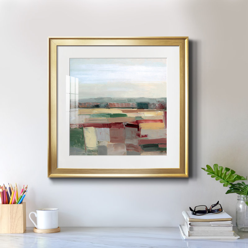 Tapisserie de champ - peinture encadrée, Papier encadré doré, H 17,5 po x l 17,5 po x P 1,5 po