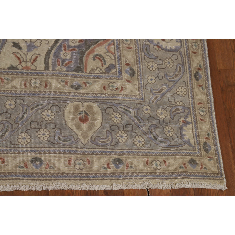 Tapis traditionnel gris en laine à motif médaillon 6 x 9