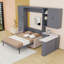 Grand lit escamotable avec canapé et bureau, tiroirs, tablettes-770623779
