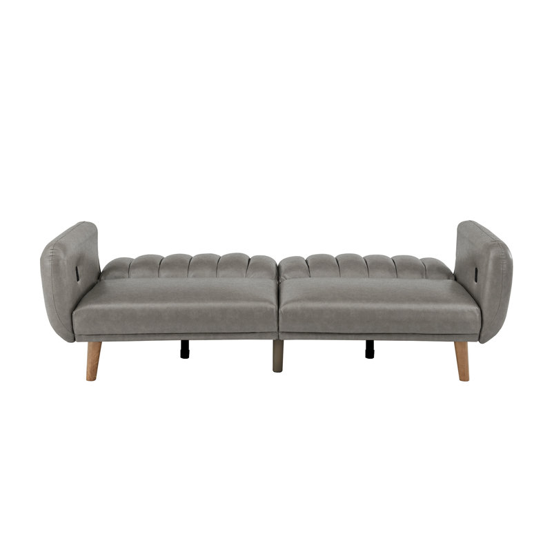 Canapé-lit capitonné en microfibre Fosnavag, Gris