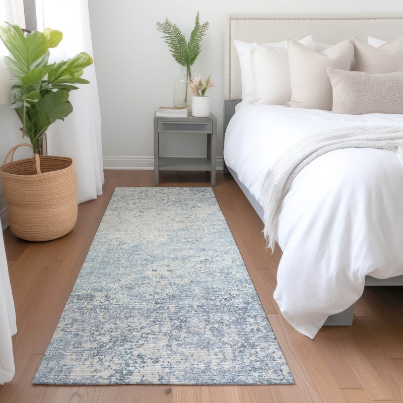 Premium Machine Washable Mayfield AMF36 Blue Rug, Runner 2'3" x 7'6"