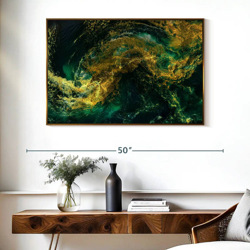 Vagues d'eau, Cadre flottant doré, 43 po x 29 po