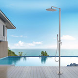 83" H Stainless Steel Freestanding Outdoor Shower With 12" Rainfall Shower Head and Handheld Shower