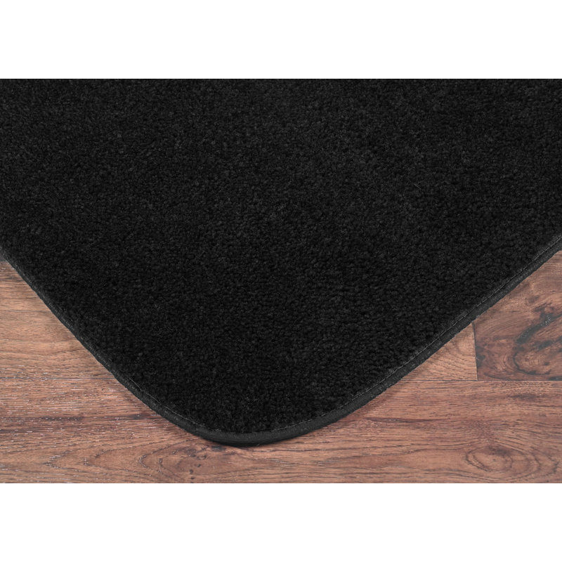 Mccluney Ultra Soft Traditional Nylon 5 Piece Bath Rug Set with Non-Slip Backing, Black