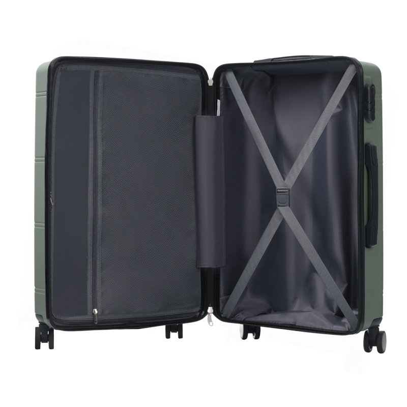 Ensemble de bagage 6 pièces, valise rigide avec double roulettes à poignée verrouillable, étui à cosmétiques 14 po, bagage 20/24/28 po avec sac de voyage et trousse de toilette