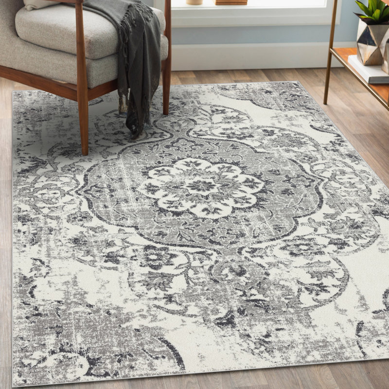Tapis oriental argent / beige Mannsville, Rectangle 5 pi x 7 pi