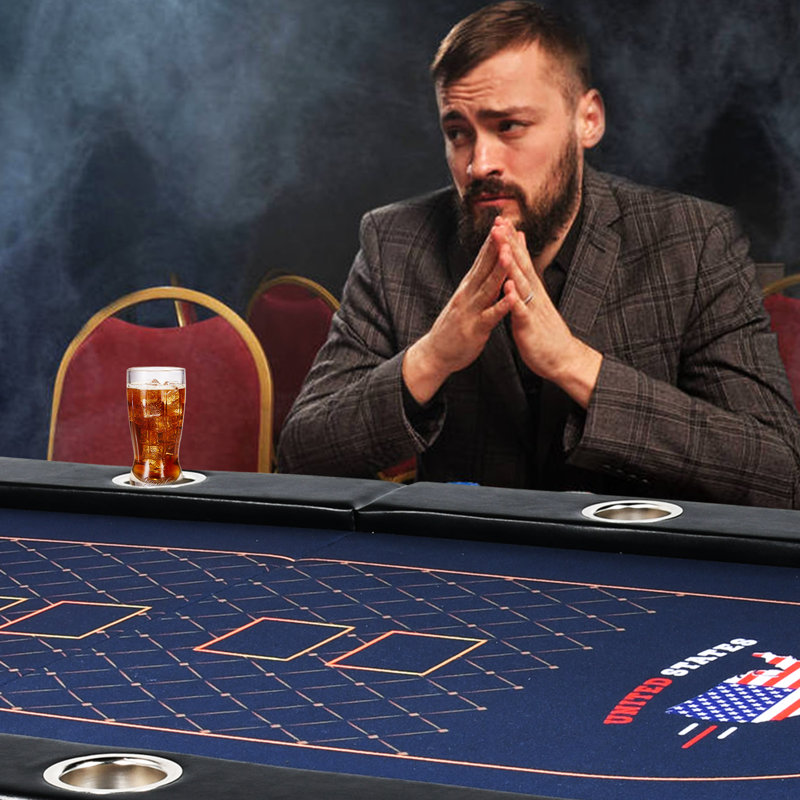 Kulamoon 84'' 10 - Player Foldable Poker Table, Black