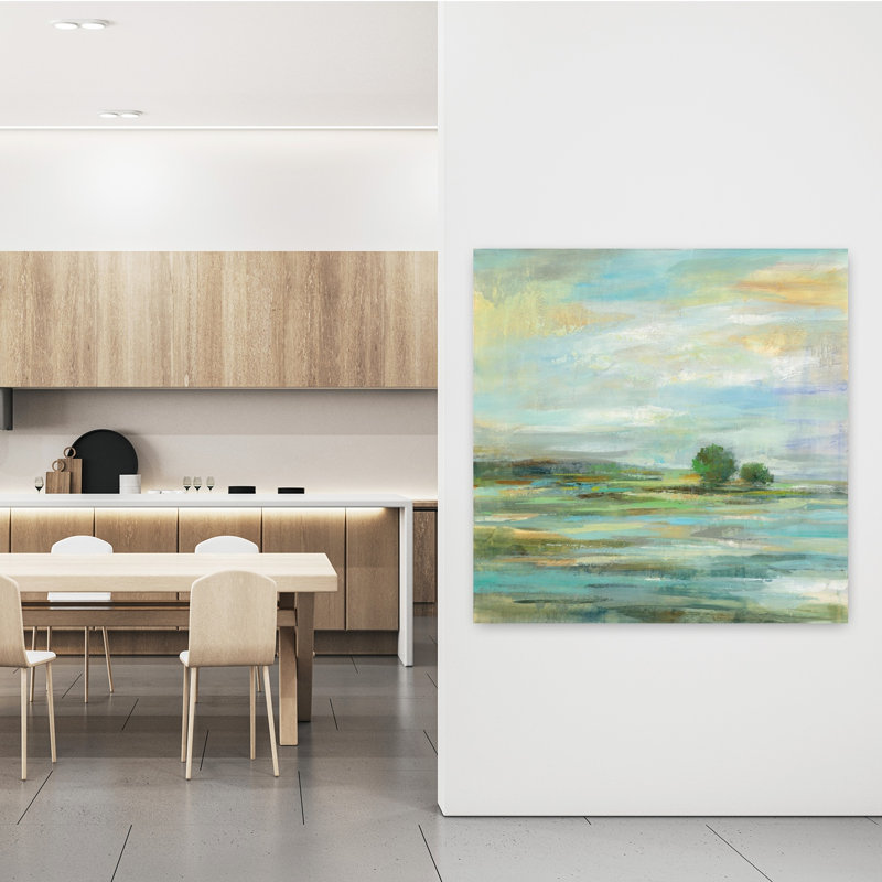 Printemps contemporain avec art abstrait bleu, H 48 po x l 48 po