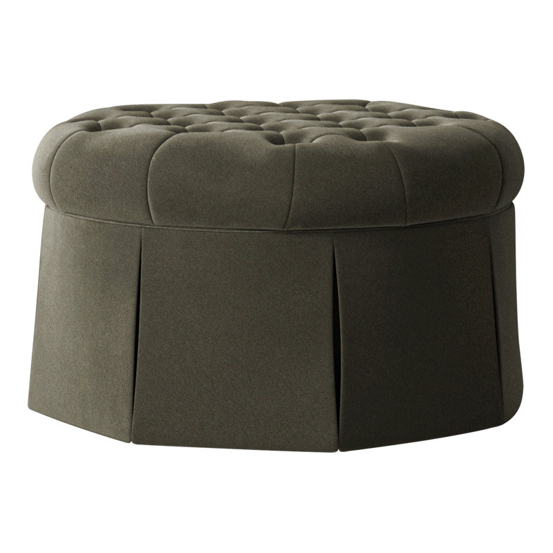 Repose-pieds cocktail capitonné rond 35 po Alma, Polyester 9953 Loden