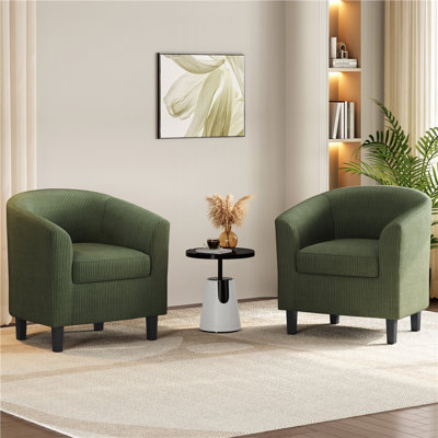 Fauteuil tonneau en velours côtelé, fauteuil d'appoint