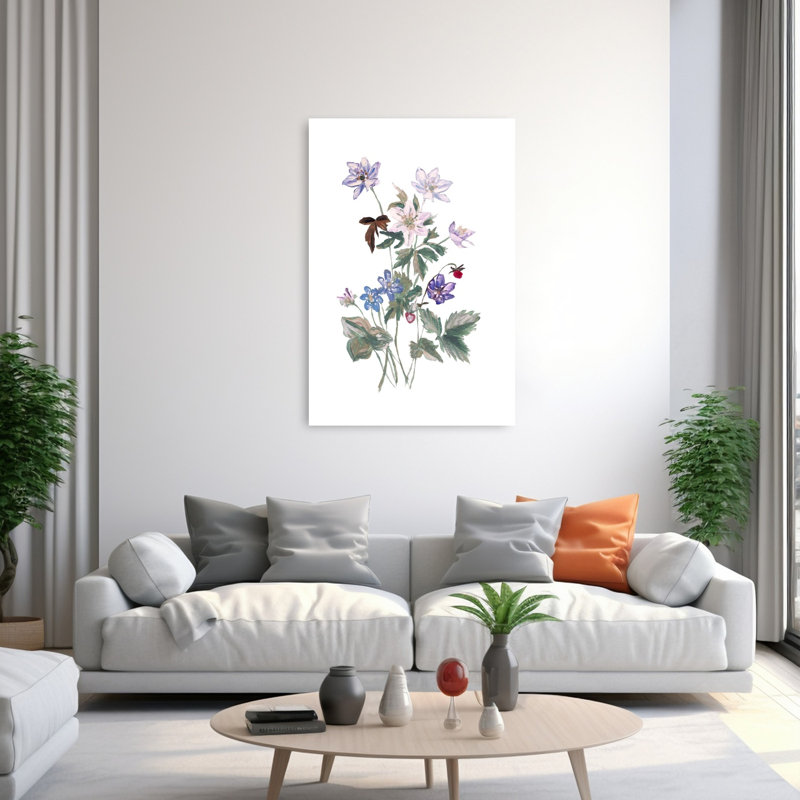 Fleur sauvage, aquarelle, bouquet, délicate fleur, art mural, 60" H x 40" W