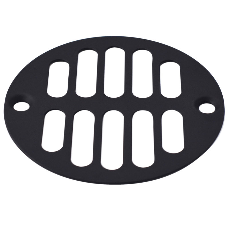 Couvercle de drain de grille de douche rond en laiton avec couronne, Noir mat