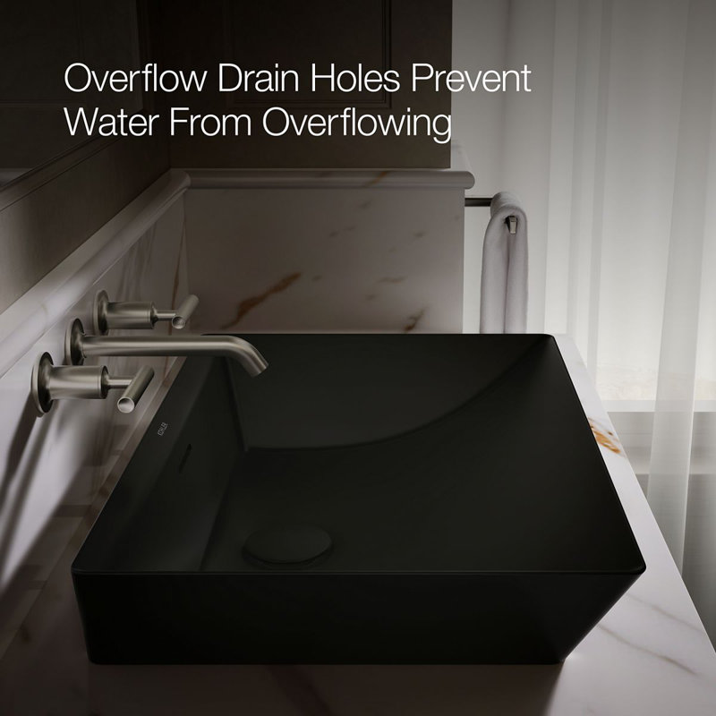 Brazn Rectangle Vessel Bathroom Sink, Honed Black, Honed Black