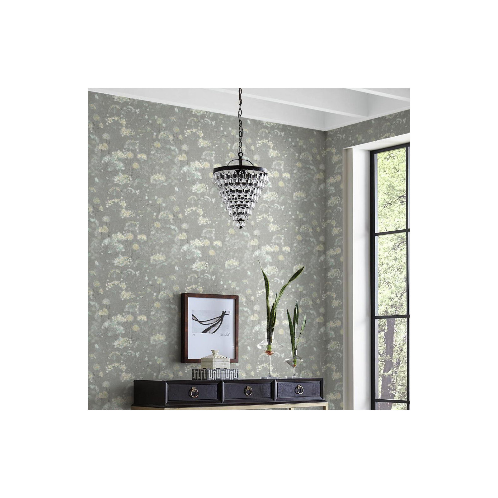 Floral Wallpaper, Gray