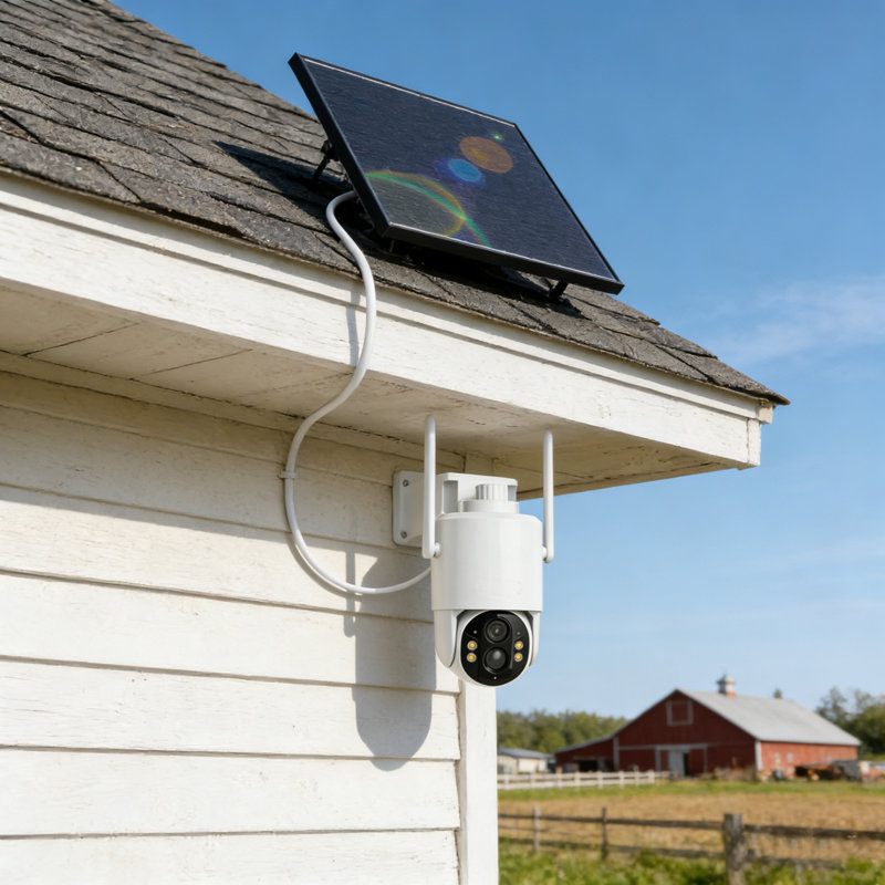 Caméra de sécurité extérieure 4G LTE (réseau cellulaire SIM seulement), vision à 360 ° à énergie solaire, vision nocturne couleur 2,5 K, capteur de mouvement et alerte de sirène