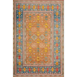 Warm Light brown Antique Tribal Geometric Small Indian Flat Weave Dhurrie Carpet