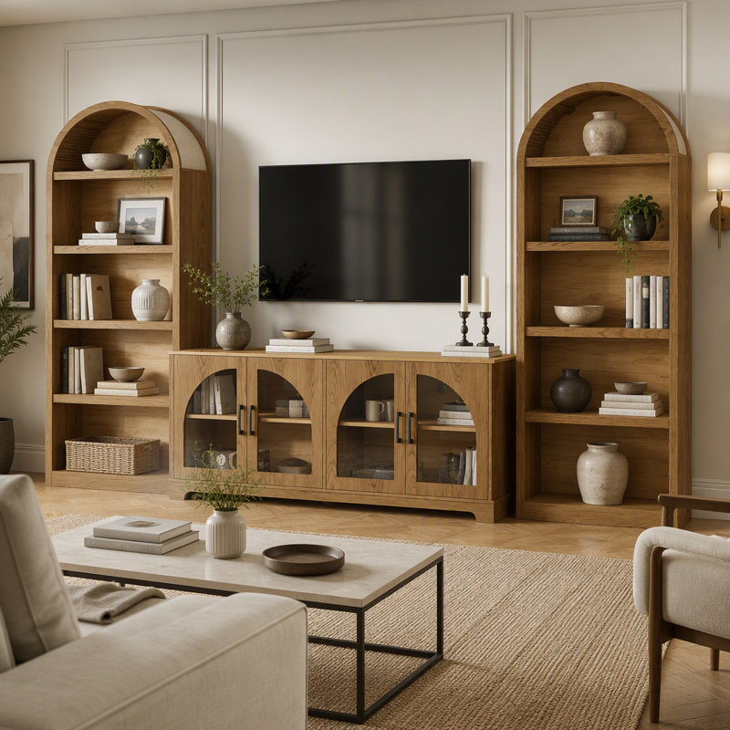 Ensemble de meuble télé 3 pièces avec bibliothèque pour téléviseur de 70 po ou moins