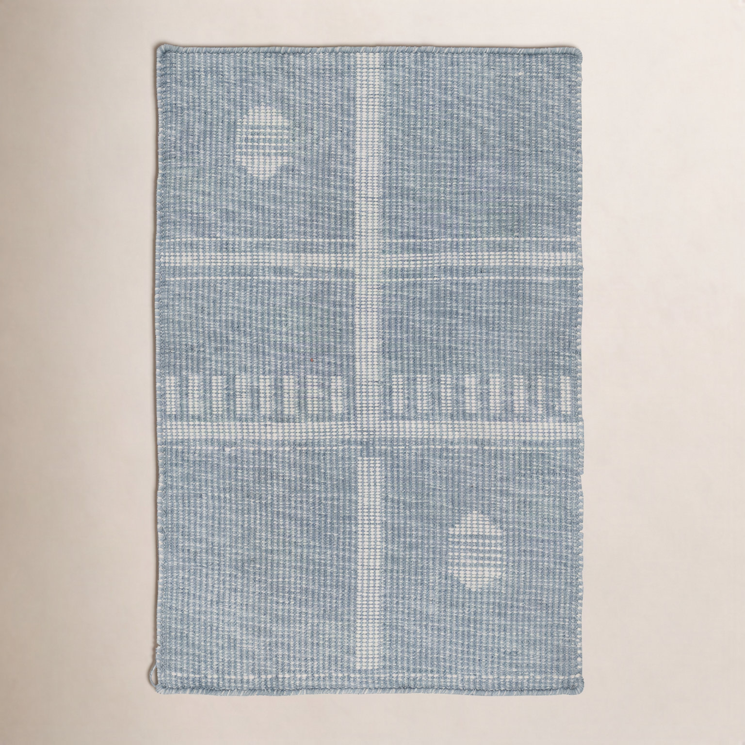 Flatweave Geometric Outdoor Rug, Blue, Rectangle 5' x 7'6"
