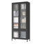 Grande armoire de rangement en métal avec 4 portes en verre et 5 tablettes latérales