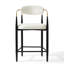 Ensemble de 4 tabourets de comptoir 25,8 po en chenille blanche moderne avec accoudoirs dorés-131635171