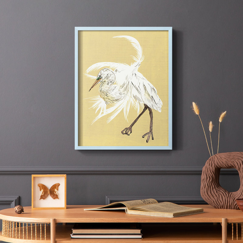 Heron Plumage VI, reproduction encadrée - bois massif, Bleu, H 10 po x l 8 po