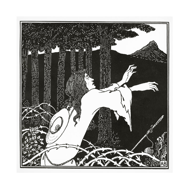 Art sur toile, Aubrey Beardsley, le retour de Tannhauser au Venusberg, 1895, H 24 po x l 24 po