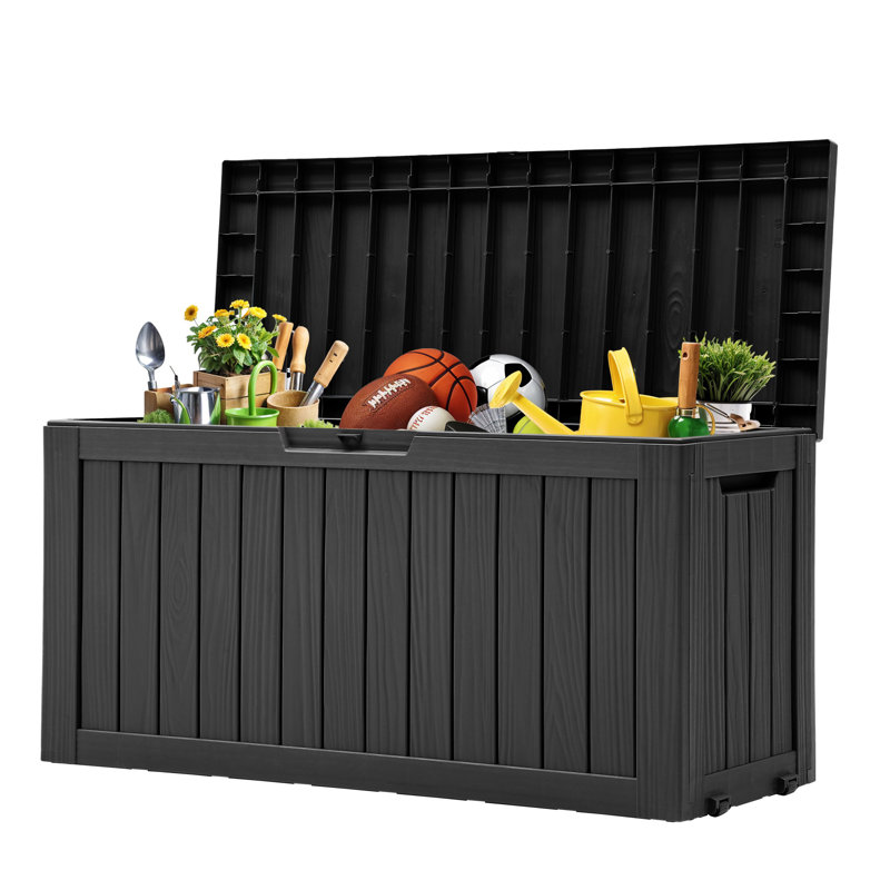 Balconera Deck Box 114.7cm W 270L Lockable Deck Box with Wheels in Black