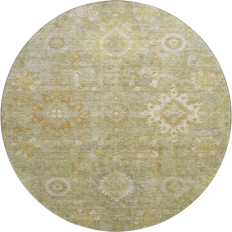 Premium Machine Washable Mayfield AMF1927 Global Rug, Round 8'