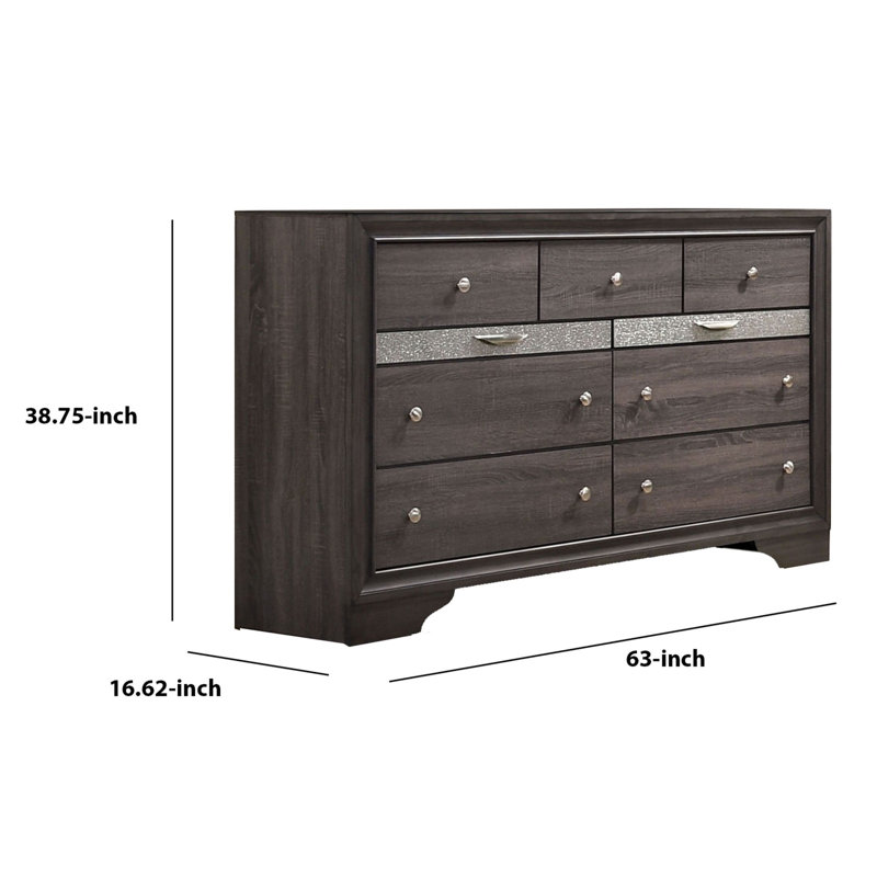 Commode double 7 tiroirs Ilene, Brun