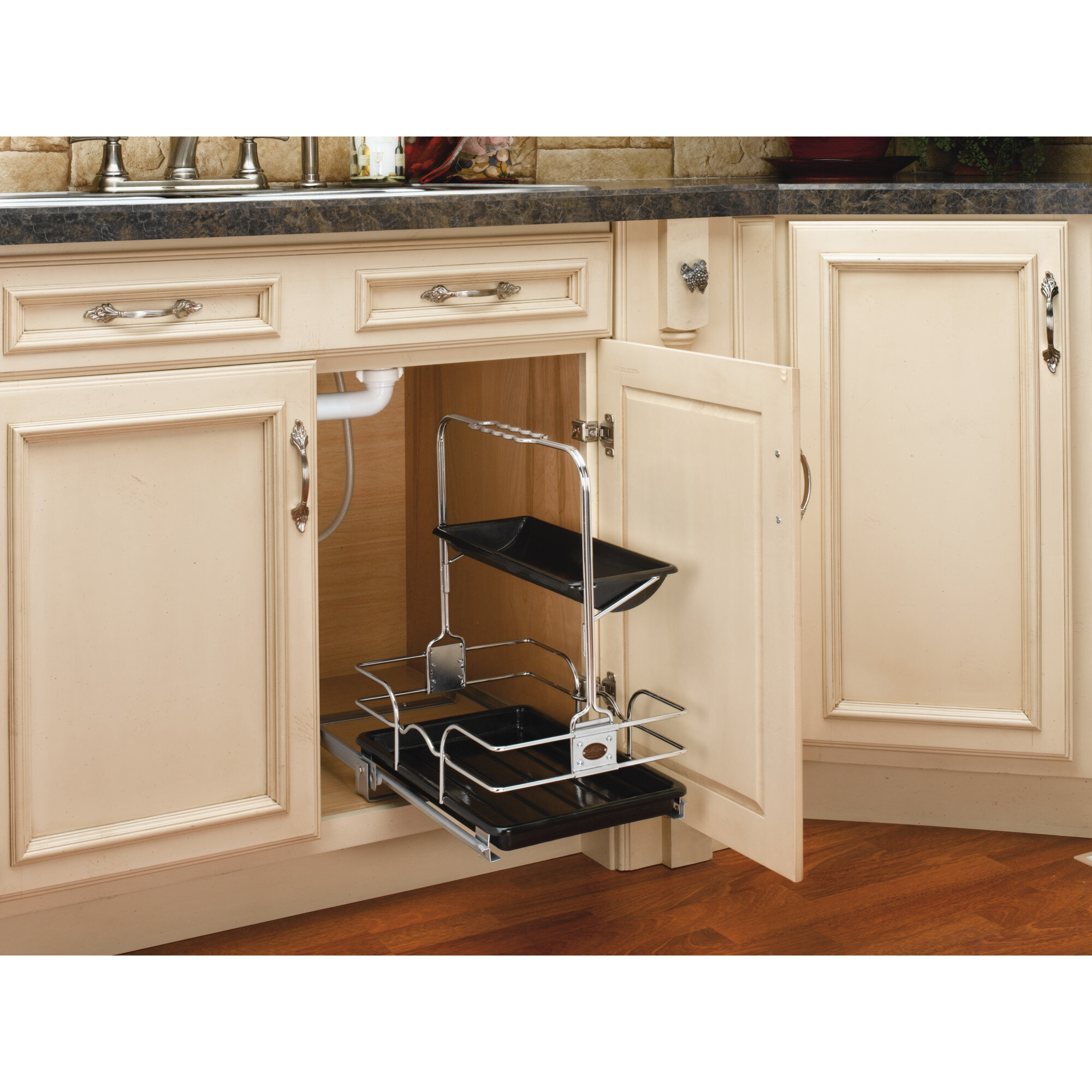 Under-Sink Pull-Out Sliding Tray Shelves for Base Cabinets 