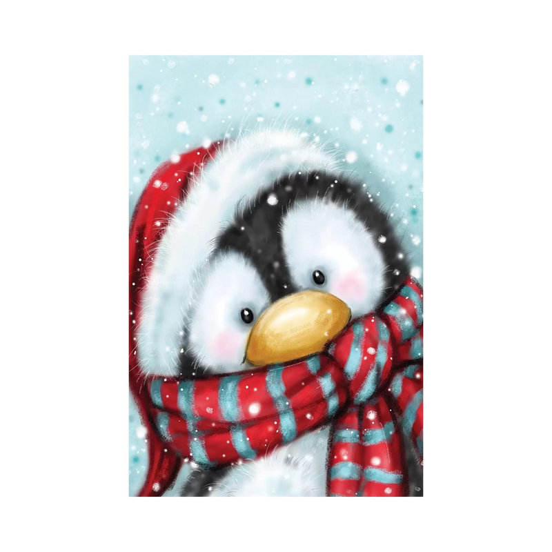 Penguin With Santa S Hat by MAKIKO - Wrapped Canvas Print, 66.04 cm H x 45.72 cm W x 3.175 cm D
