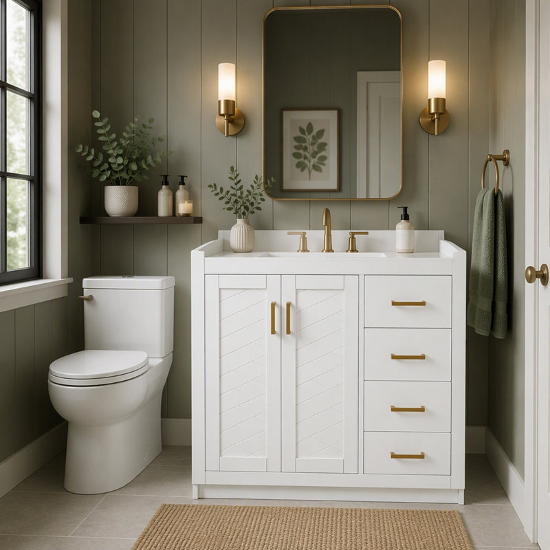 Meuble-lavabo 36 po sans lavabo supérieur, Blanc
