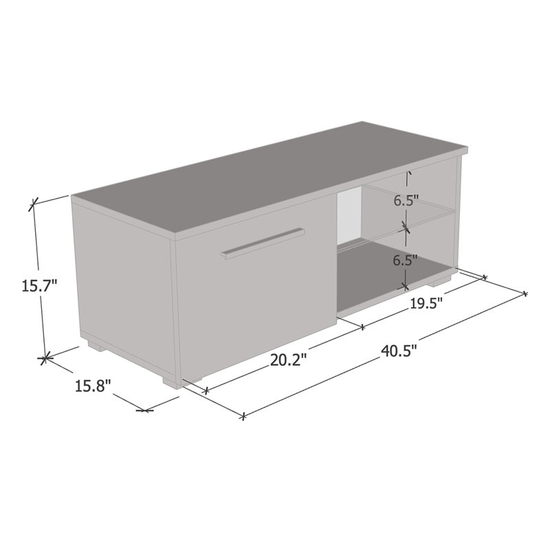 Asbury 15.75" Modern TV Stand with LED Lighting, High Gloss Finish, Black