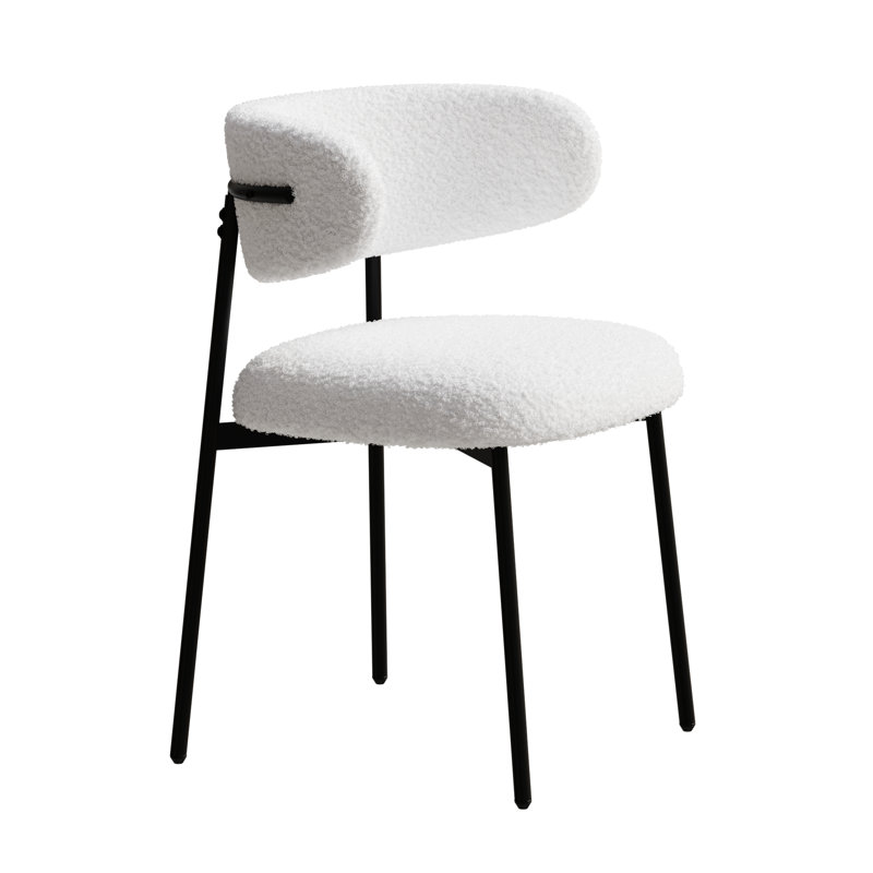 Chaises de salle à manger blanches de 4 - Velours minimaliste avec support en métal pour la maison et le bureau