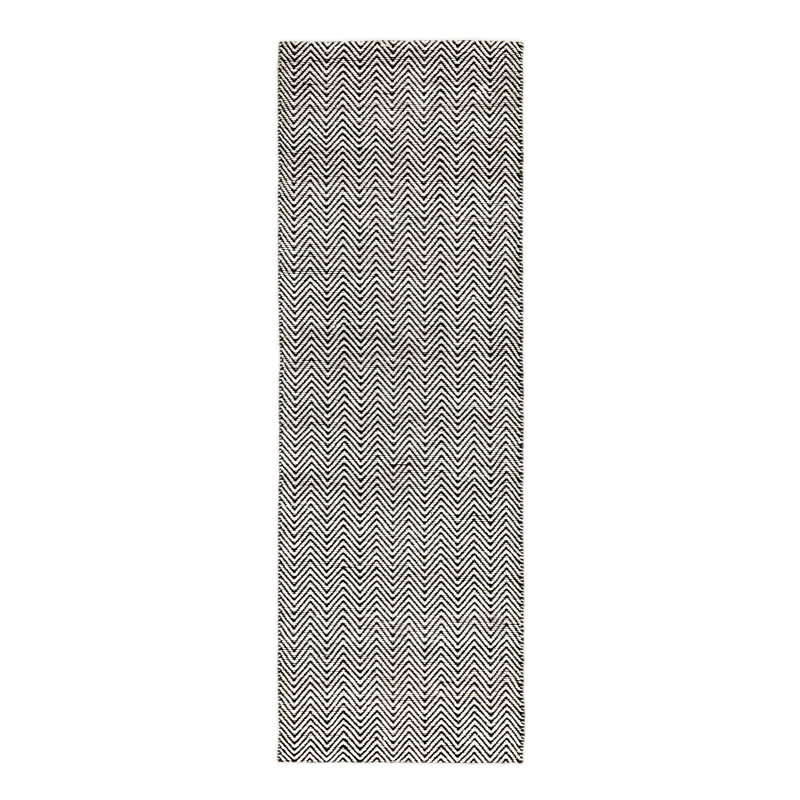 Aaron Jute Flatweave Black / White Rug, Runner 66 x 200cm