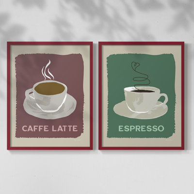«Modern Coffee III», reproduction encadrée de qualité supérieure - prête à être accrochée - aucun clou requis - aucun clou requis