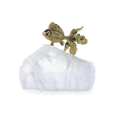 Fantail Goldfish Sculpture On Selenite II
