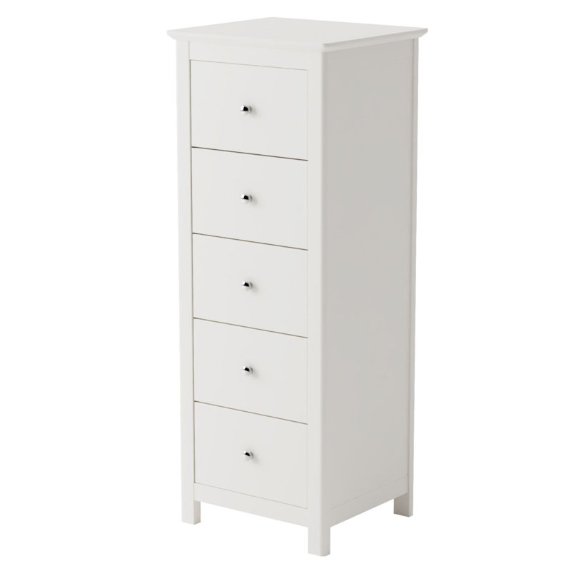 Nairn 5-Drawer Narrow Chest of Drawers, White Single Chest