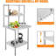 Table de travail en acier inoxydable avec 2 tablettes, table de préparation commerciale robuste, table de préparation de cuisine en métal avec tablette réglable et crochets pour la maison de restaurant-109836508