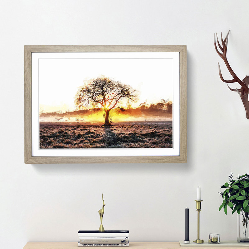 Sunlight Through the Oak Tree in Abstract - Framed Print, 48cm H x 65cm W x 2cm D, Oak Framed