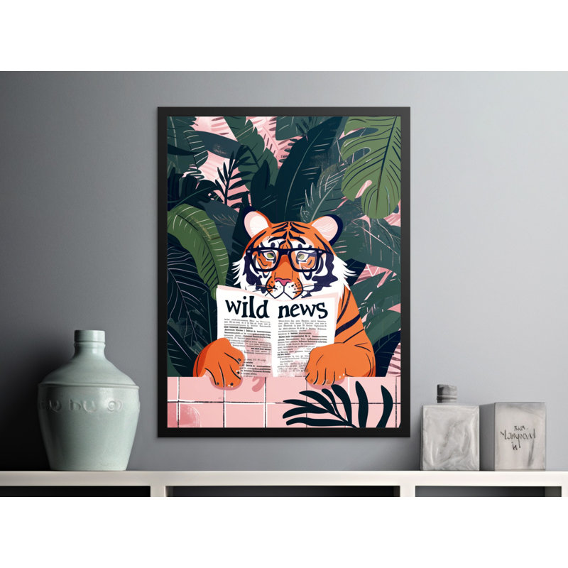 Tiger Wall Art, Funny Animal Print, Wild News, Framed Wall Art, Jungle Decor, Wall Decor, Home Decor, Animal Lover Gift, Available