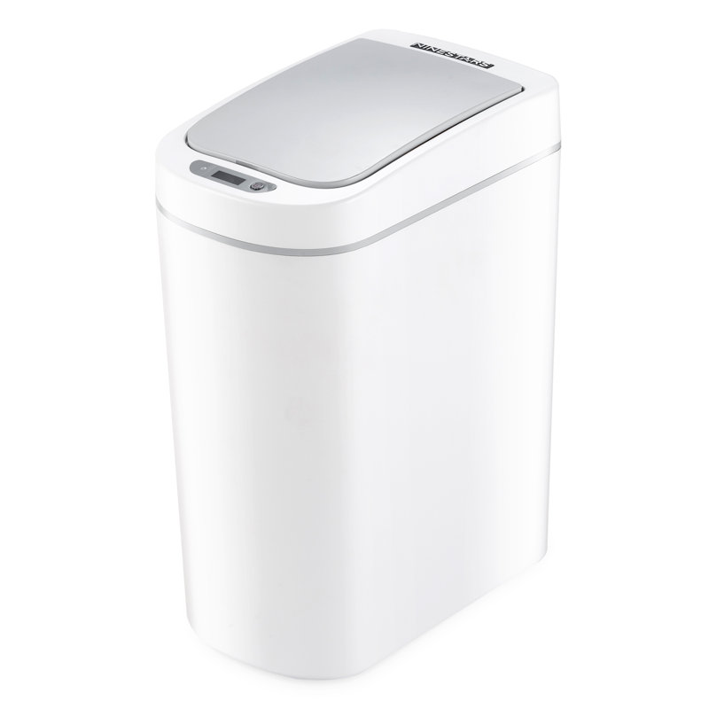 White Plastic 1.8 Gallon Touchless Motion Sensor Trash Can