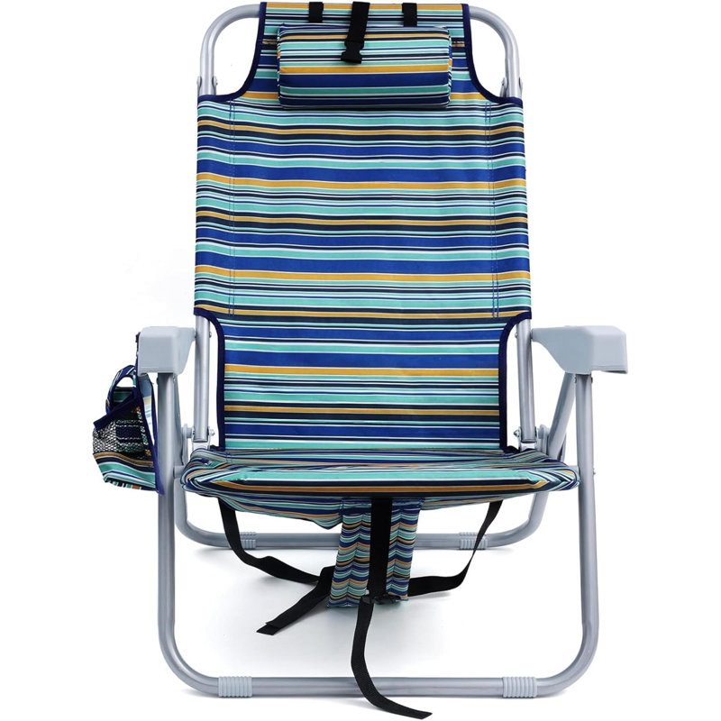 Chaise de plage pliante Tasby, Bleu / jaune / cyan