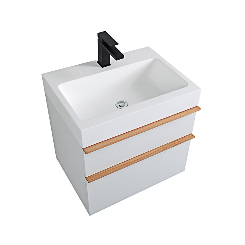 Meuble-lavabo mural avec lavabo en acrylique intégré, Blanc, 24"