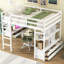 Lit mezzanine avec bureau intégré et rangement, blanc