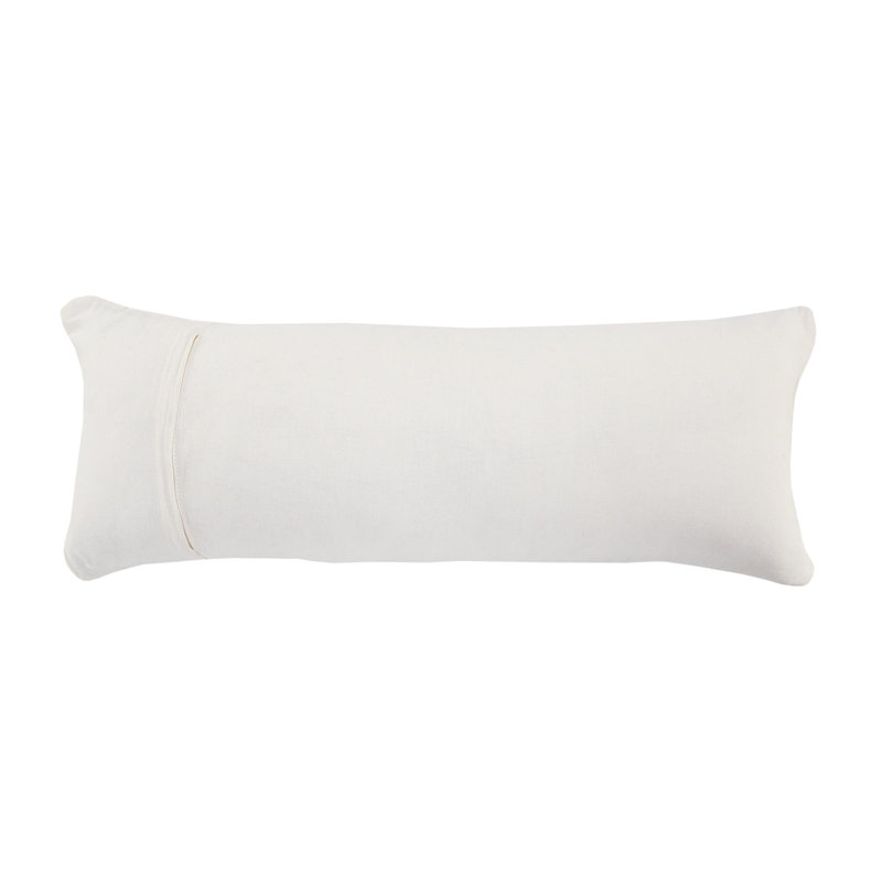 Multicolored Geometric Chindi Cotton Throw Pillow, 14" x 36"