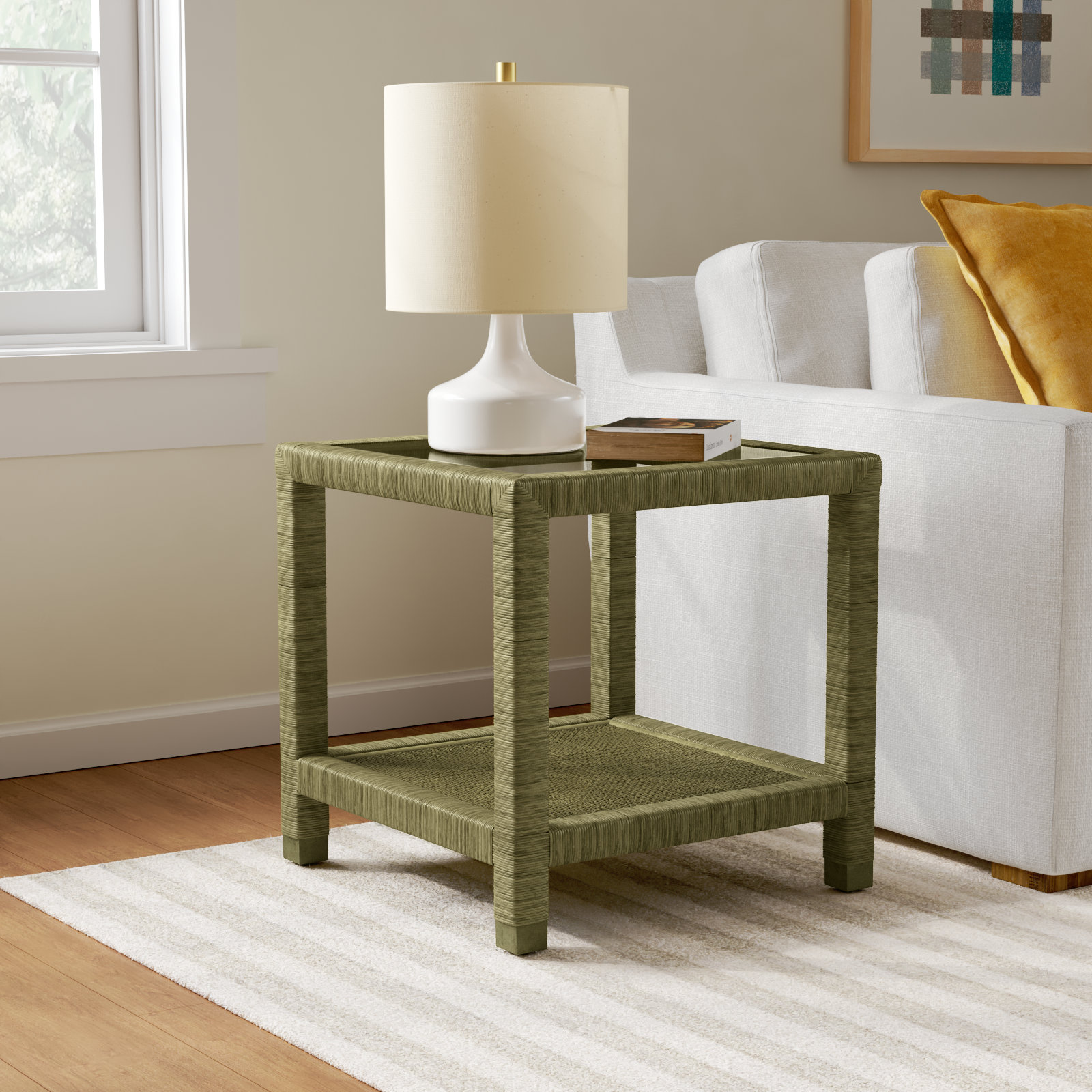 Graham Glass End Table, Brass