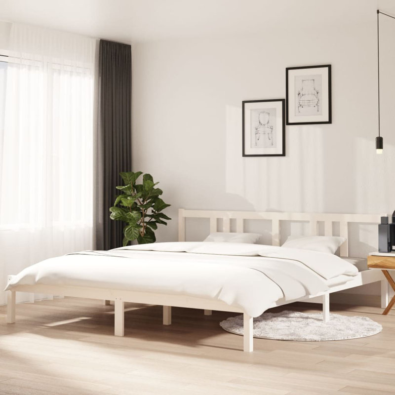 Bed Frame Solid Wood, white, 90 x 200cm
