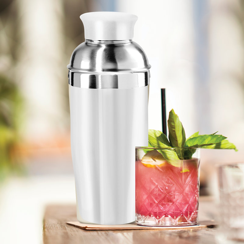 OGGI Classic Cocktail Shaker White Stainless - 26 oz, Stainless Steel Construction, Built in Strainer - Ideal Home Bar Drink Mixer, Bartender Kit, Essential Bar Accessories